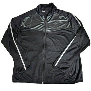 Nike Black With White Nike Swoosh And Stripes Full Zip  Men's XXL Light Jacket